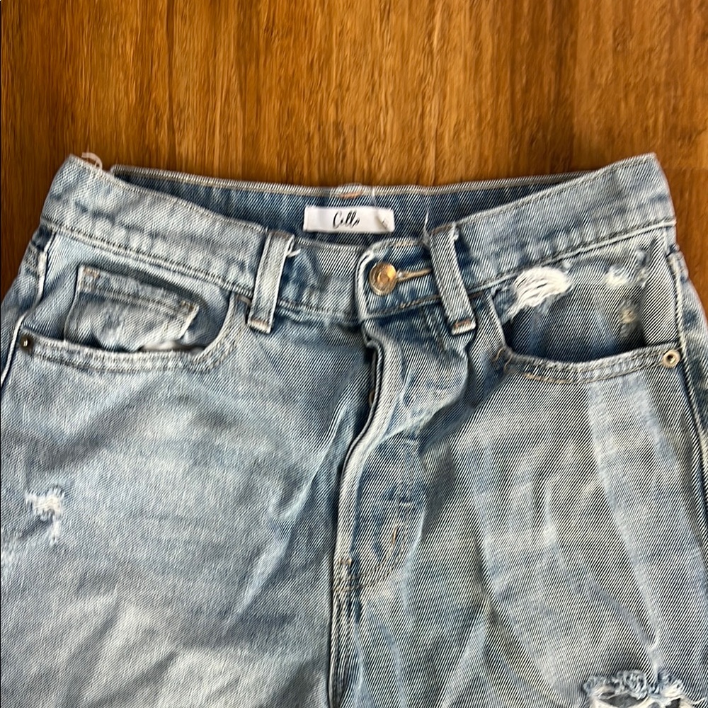 Distressed Light Blue High Rise Jeans - Picture 2 of 3